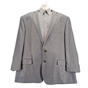 Ralph by Ralph Lauren Mens 54R Blazer Jacket Silk Wool Blend Blue Plaid Dillards